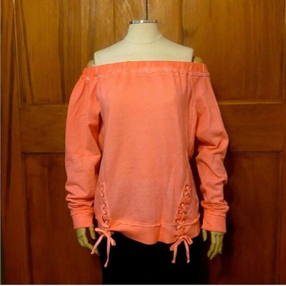 Maurices plus size off shoulder pullover lace front sweatshirt top shirt - Picture 1 of 3